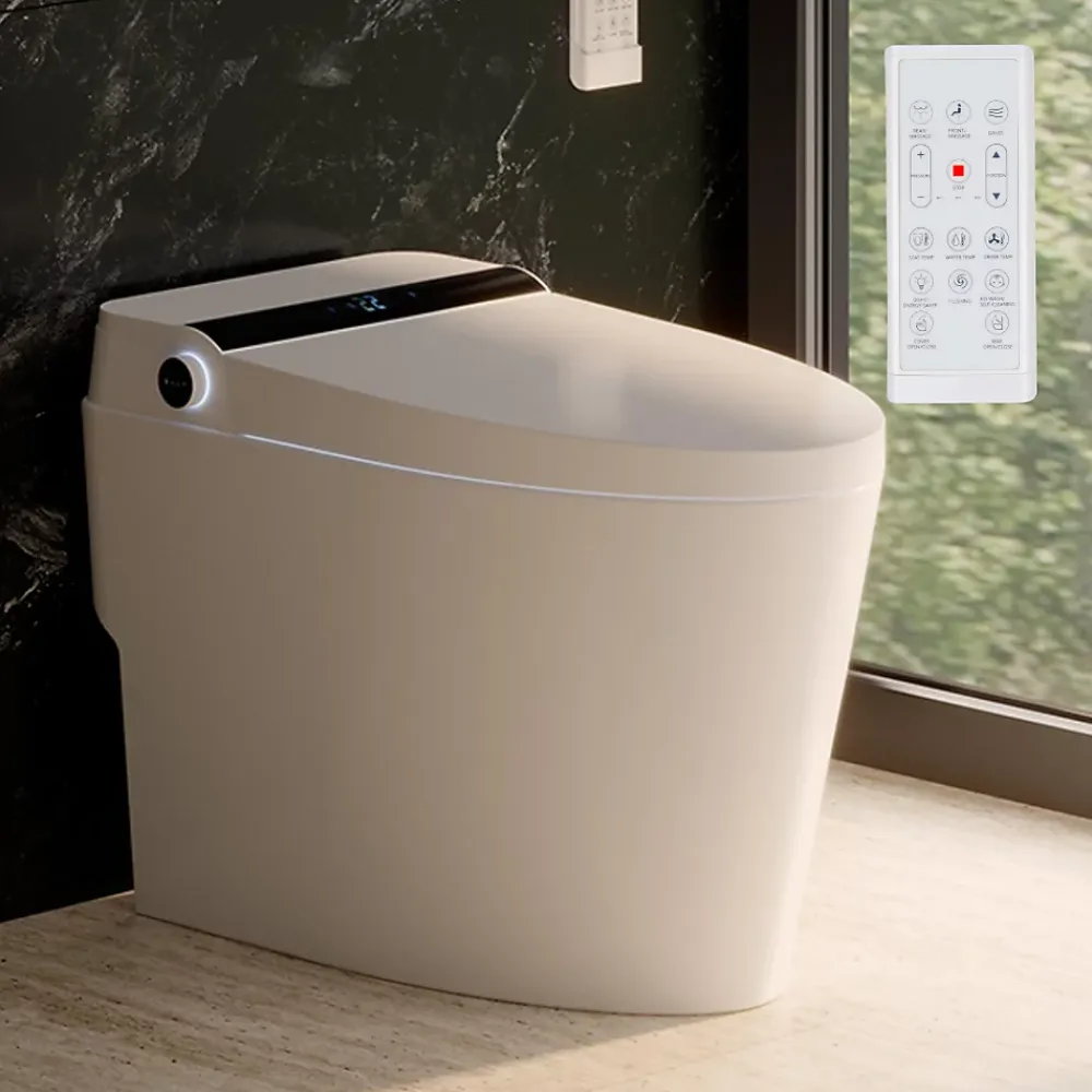 Nashi Toilette japonaise YAIZA PLUS SORTIE VERTICALE, WC lavant automatique, ouverture et fermeture automatiques couvercle siège