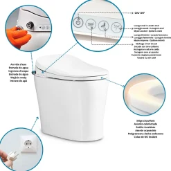 Nashi Toilette japonaise YAIZA PRO SORTIE VERTICALE, WC lavant automatique, design compact, chasse eau silencieuse