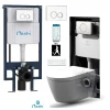 Wc Japonais|Nashi Toilette japonaise EOS PRO suspendue avec bâti-support, WC lavant automatique, gamme supérieure