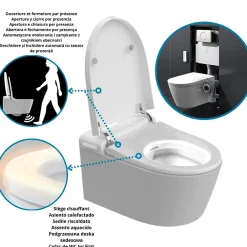 Nashi Toilette japonaise EOS PRO suspendue avec bâti-support, WC lavant automatique, gamme supérieure