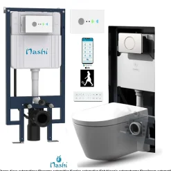 Nashi Toilette japonaise EOS PRO suspendue avec bâti-support, WC lavant automatique, mural gamme supérieure