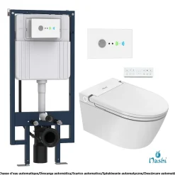 Nashi Toilette japonaise EOS suspendue avec bâti-support, WC lavant automatique, gamme supérieure
