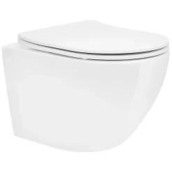Luxebath Toilette suspendu céramique sans rebord court cuvette siège duroplast softclose