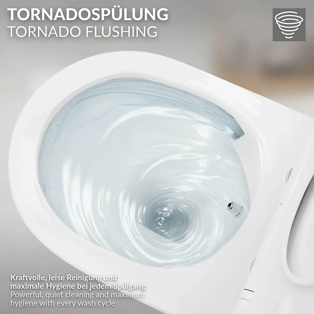 Wc Suspendu|Luxebath Toilette suspendu sans rebord blanc WC Soft Close fonction bidet salle de bain