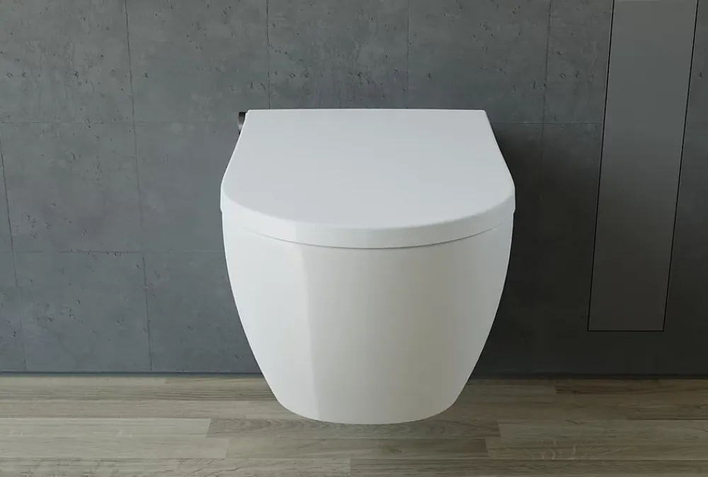 Bernstein Toilettes Japonaises céramique WC lavant suspendu + Télécommande, chauffant, Filtre, Séchoir - 59,3x38,4x30cm - 1102PREMIUM