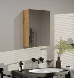 Armoire De Salle De Bains|Autres TONNI - Armoire de toilette murale 1 porte - Meuble Salle De Bain avec miroir - 40x22x60 cm - Rangement