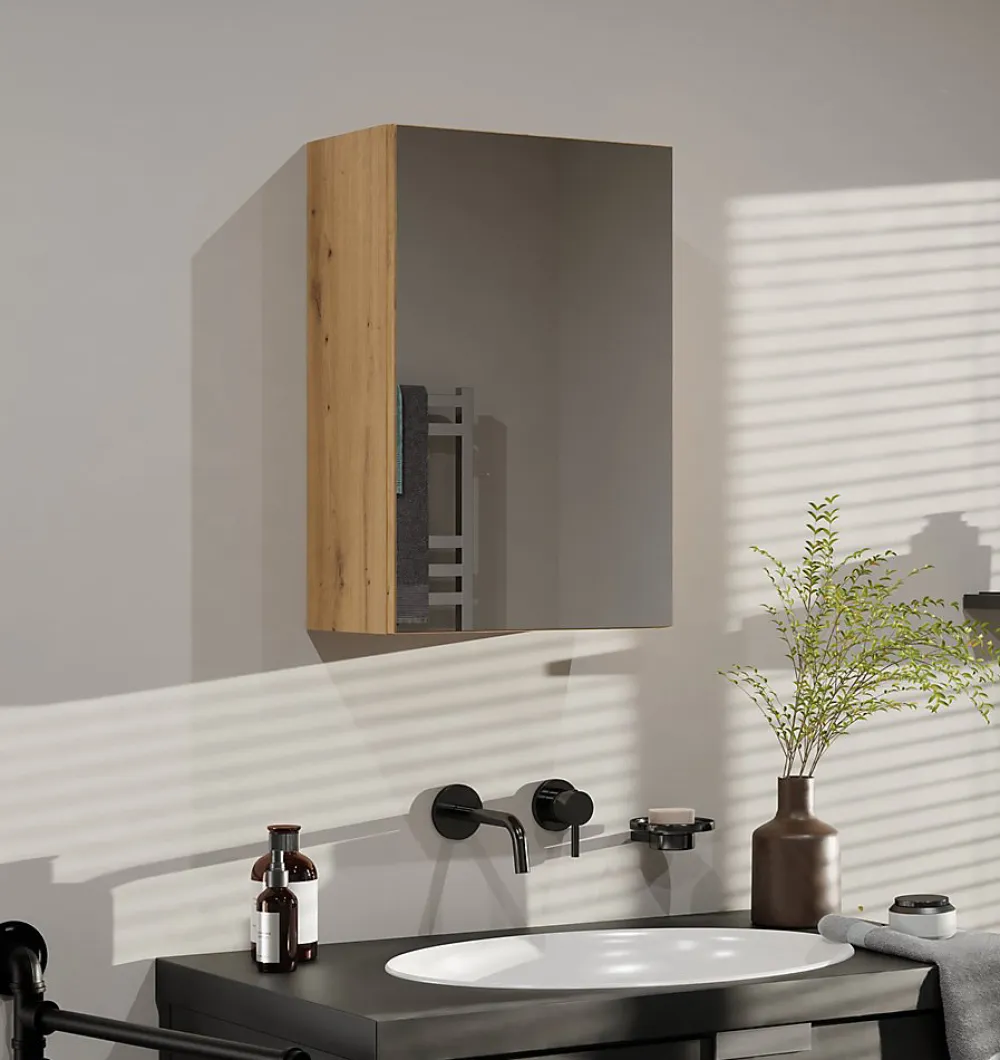 Armoire De Salle De Bains|Autres TONNI - Armoire de toilette murale 1 porte - Meuble Salle De Bain avec miroir - 40x22x60 cm - Rangement