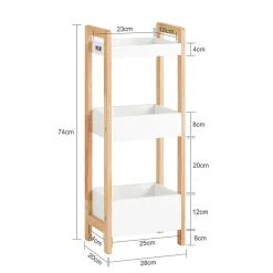 Sobuy Tour de Rangement Etagère de Stockage, 3 étages FRG226-WN,