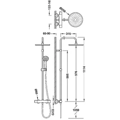 Swiss Aqua Technologies Tres Colonne de douche thermostatique XXL 250 + Douchette avec support coulissant et orientable 1 jet, Chrome (21639301)