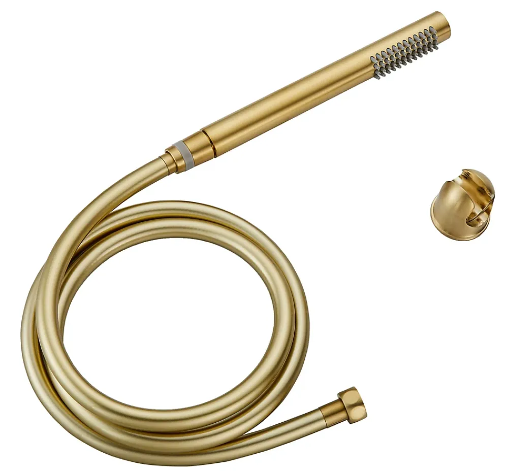 Pommeau De Douche, Flexible Et Barre De Douche|Edouard Rousseau Trio douchette + flexible + support, doré,