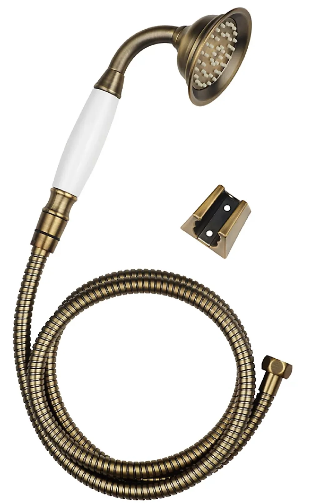 Edouard Rousseau Trio douchette + flexible + support vieux bronze Retro