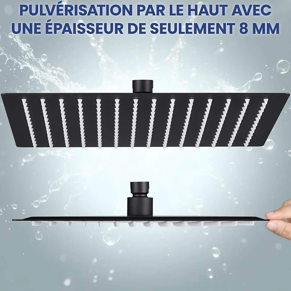 Sofetiy Max Tête de douche Inox Carrée 25cm Kit de douche