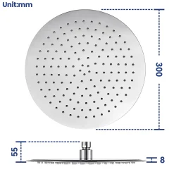 Sofetiy Max Tête de douche Inox Rond 30cm Kit de douche