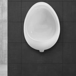 ECD Germany Urinoir avec Entrée d'Eau par l'Arrière, Drainage à l'Arrière, 35x42x30 cm, Céramique Blanc, Moderne, Rond
