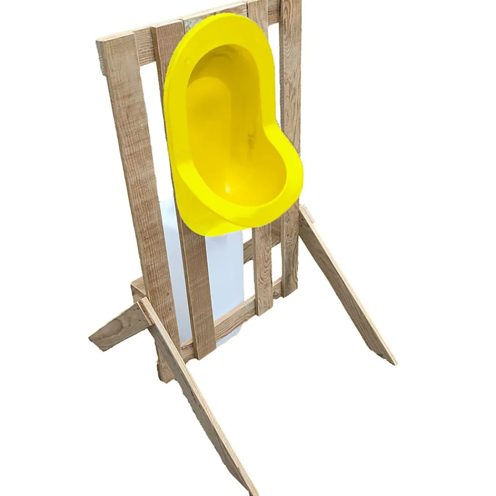 Urinoir|Ti'Pi Urinoir d'extérieur en palette - Epuré - Jaune - Design bohème - Réservoir 25 litres
