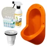 Urinoir|Ti'Pi Urinoir sans eau encastrable orange + kit valve parachute + pack entretien