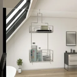 Etagère Salle De Bains|Aurlane Valet Etagères de douche Blanc 2 Paniers - 20x10x50 cm - MAE