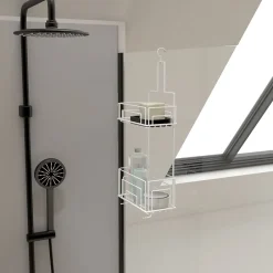 Etagère Salle De Bains|Aurlane Valet Etagères de douche Blanc 2 Paniers - 20x10x50 cm - MAE