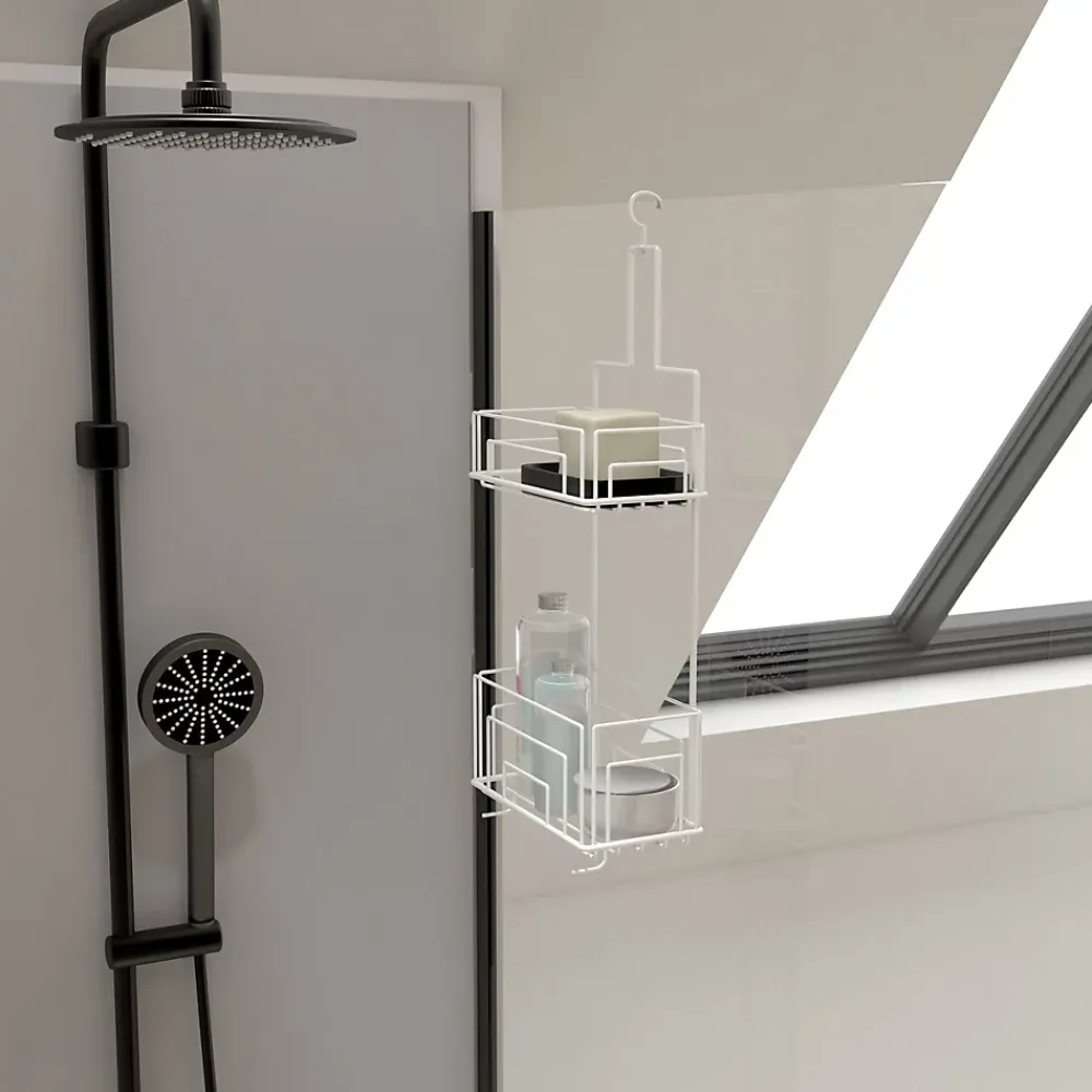 Etagère Salle De Bains|Aurlane Valet Etagères de douche Blanc 2 Paniers - 20x10x50 cm - MAE