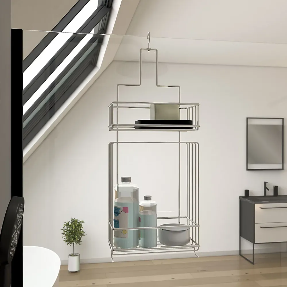 Etagère Salle De Bains|Aurlane Valet Etagères de douche Chrome 2 Paniers - 20x10x50 cm - LOU