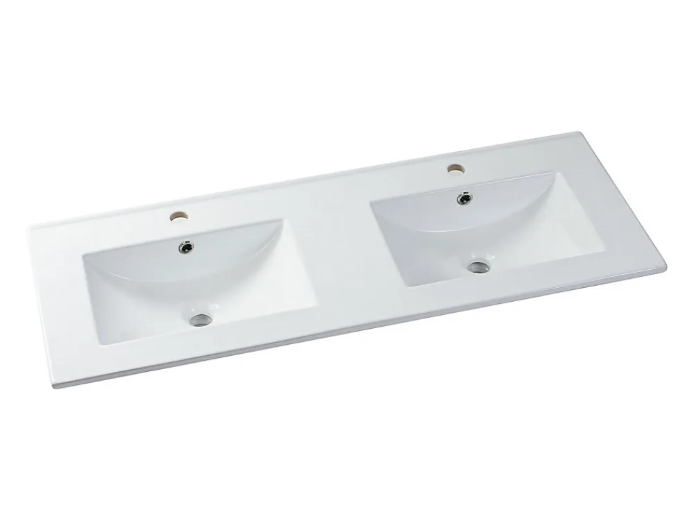 Vente-unique Vasque à encastrer blanche rectangle en céramique - 122 x 46,5 cm - MOTIAC