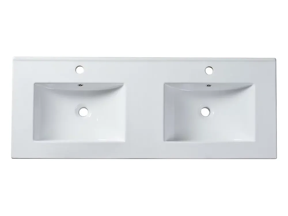 Vente-unique Vasque à encastrer blanche rectangle en céramique - 122 x 46,5 cm - MOTIAC