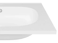 Vasque À Encastrer|Vente-unique Vasque à encastrer en résine effet pierre - Blanc - L60 x l46 cm - OKIWA