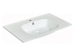Vasque À Encastrer|Vente-unique Vasque à encastrer en résine effet pierre - Blanc - L80 x l46 cm - OKIWA