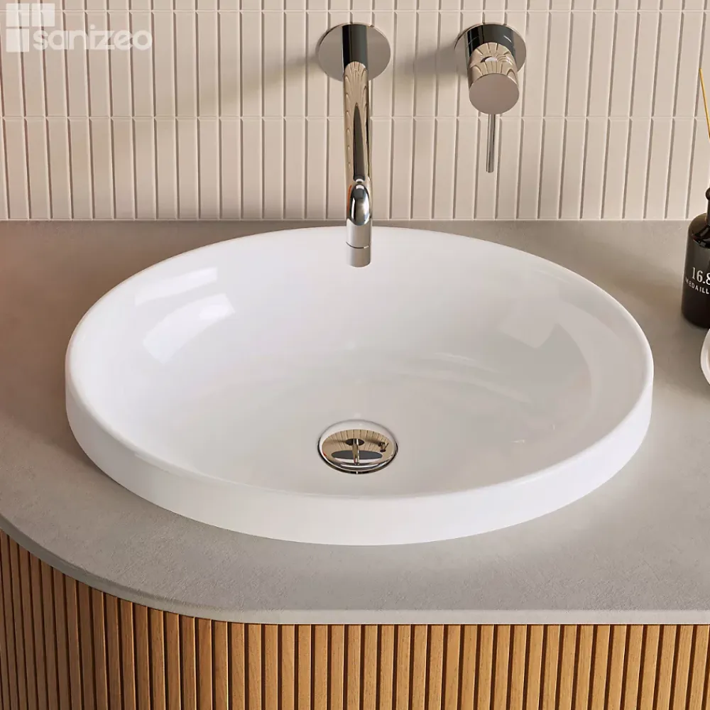 Vasque À Encastrer|Lavaberg Vasque à encastrer ovale - Blanc Brillant - Minéral composite - L50 x l37 x H12 -3 cm - RUNA