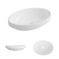 Vasque À Encastrer|Lavaberg Vasque à encastrer ovale - Blanc Brillant - Minéral composite - L50 x l37 x H12 -3 cm - RUNA