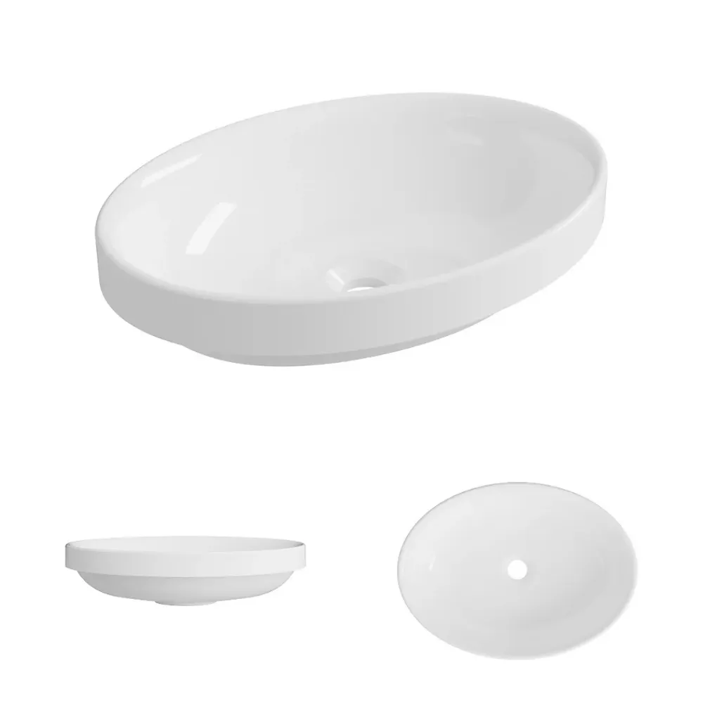 Vasque À Encastrer|Lavaberg Vasque à encastrer ovale - Blanc Brillant - Minéral composite - L50 x l37 x H12 -3 cm - RUNA