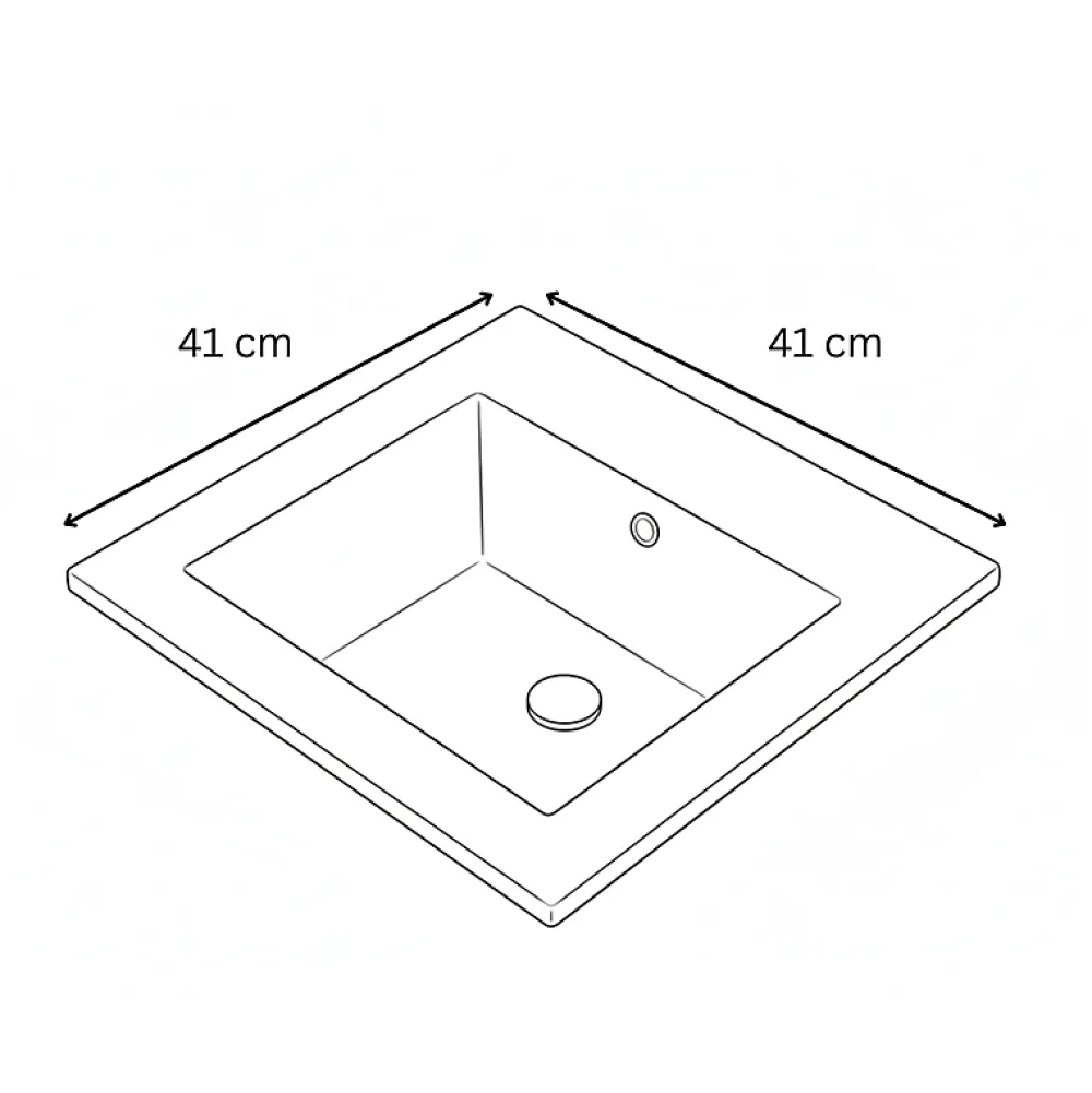 Vasque À Encastrer|Otitec Vasque à encastrer rectangulaire - 41,5 x 41,5 cm - Blanc brillant - VELIA