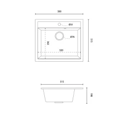 Plan Vasque Lave-Mains|Cuisibane Vasque à encastrer SINK en résine 58x52 cm