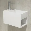 Bernstein Vasque / Lavabo mural rectangulaire Fonte minérale 33x18x20,5cm Blanc mat, rangement intégré - PB2046