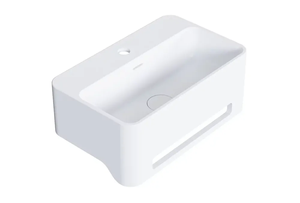 Lavabo|Bernstein Vasque / Lavabo mural rectangulaire Fonte minérale 50x31x20cm Blanc mat, sans bonde ni cache - NT8558