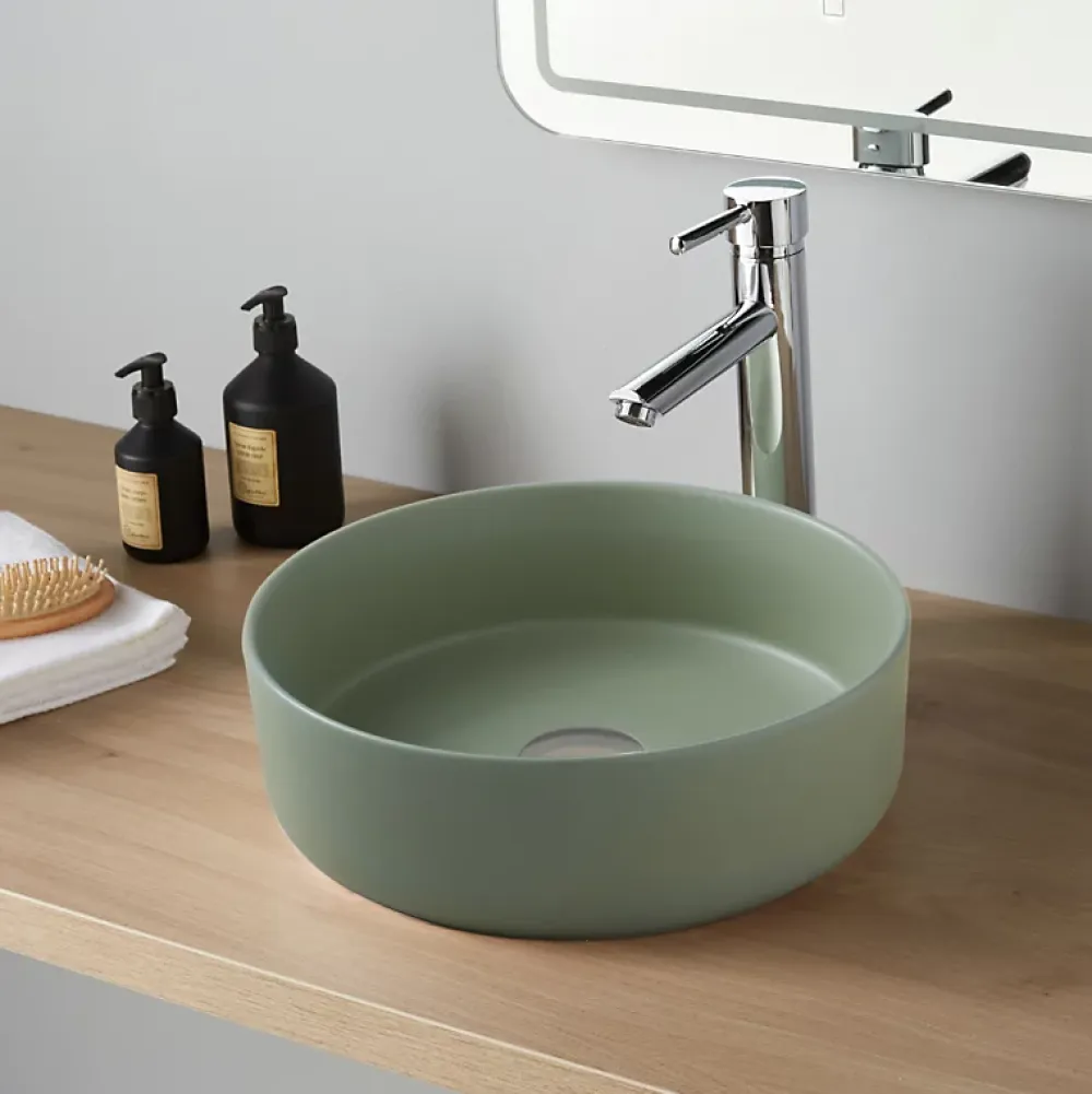 Planète Bain Vasque à poser Andria 37cm - Vert mat - Rebords fins