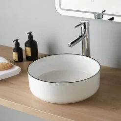 Vasque À Poser|Planète Bain Vasque à poser avec liseré noir - 36cm- Adina