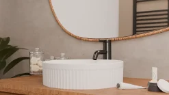 Vasque À Poser|Sanitaire Vasque à poser cannelée BEYOND 40cm Blanc Mat