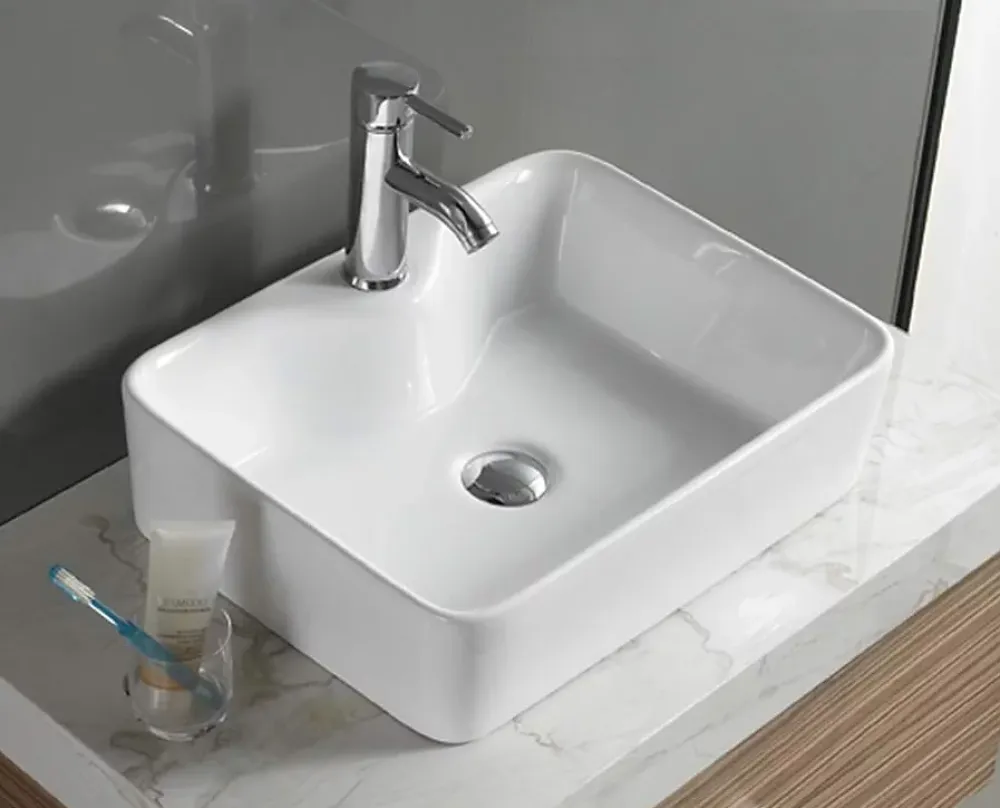 Lavabo|Silla Global Vasque à poser carré, céramique 49x38x13 cm Blanc