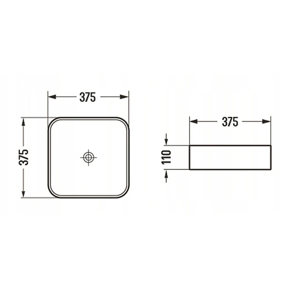 Lavabo|Silla Global Vasque à poser carré, céramique, 37,5x37,5x11 cm, blanc