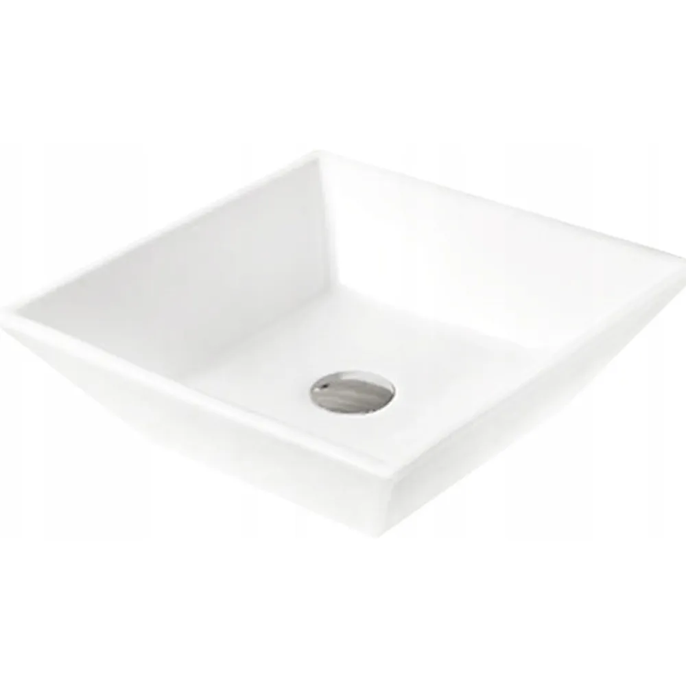 Silla Global Vasque à poser carré, céramique 41x41x12 cm Blanc