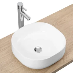 Homesight Vasque à poser carrée céramique blanc Ø37 x H.13 cm Loomy