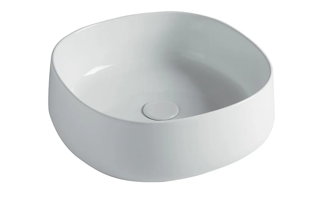 Homesight Vasque à poser carrée céramique blanc Ø37 x H.13 cm Loomy