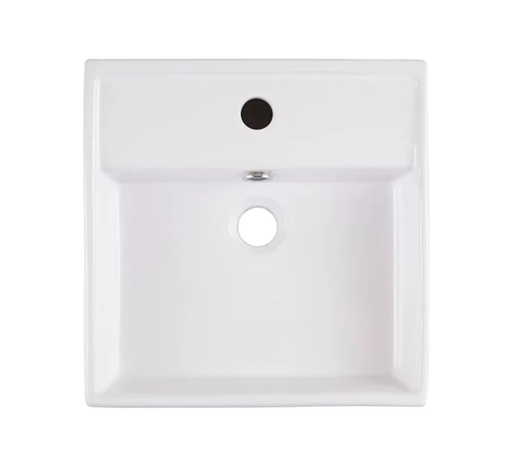 GoodHome Vasque à poser carrée céramique blanche Hendra