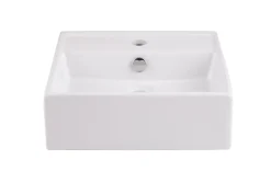 GoodHome Vasque à poser carrée céramique blanche Hendra