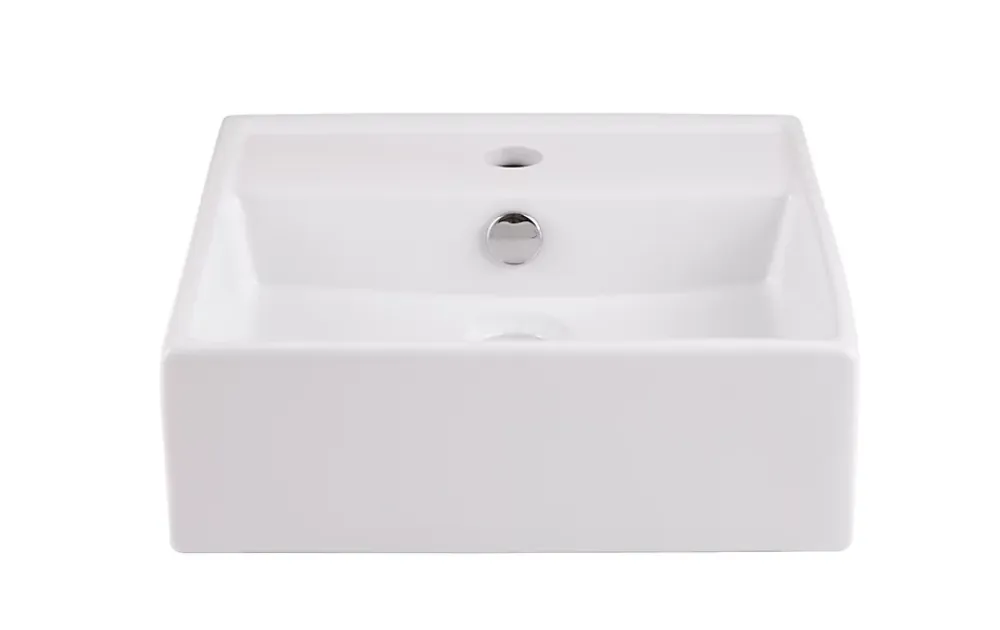 GoodHome Vasque à poser carrée céramique blanche Hendra