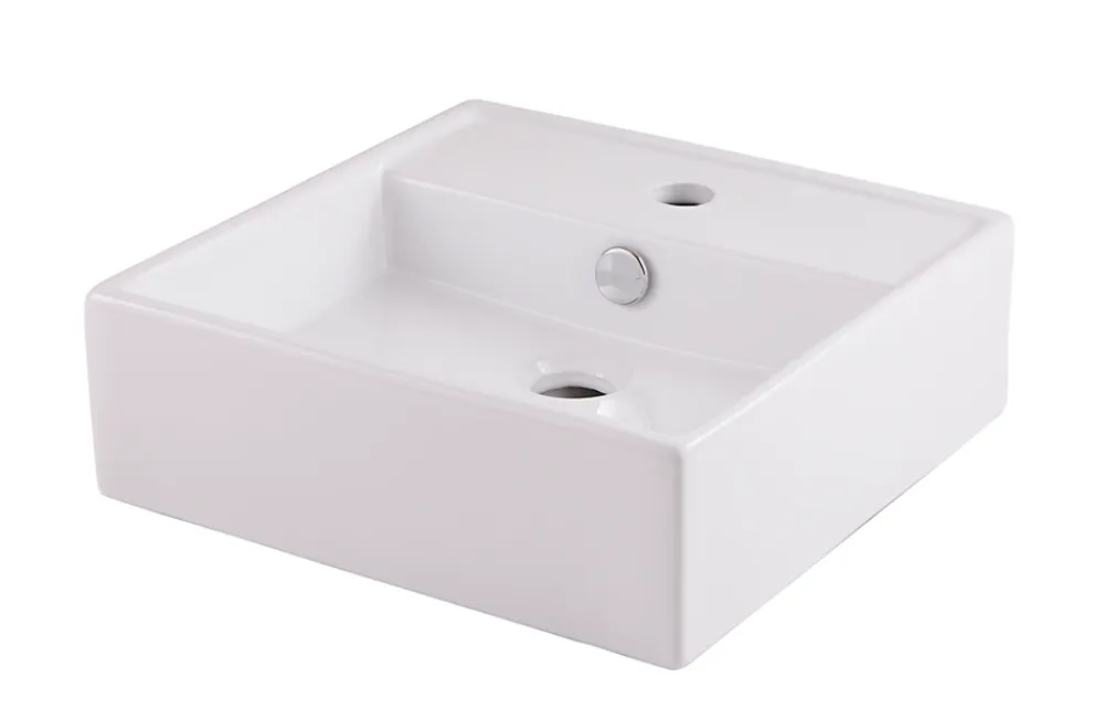 GoodHome Vasque à poser carrée céramique blanche Hendra