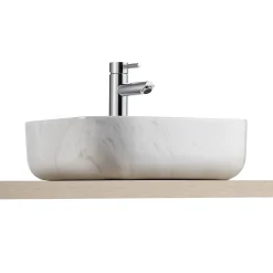 Vasque À Poser|Homesight Vasque à poser carrée gamme Lou en céramique imitation marbre blanc l.37 x P.37 x H.12 cm
