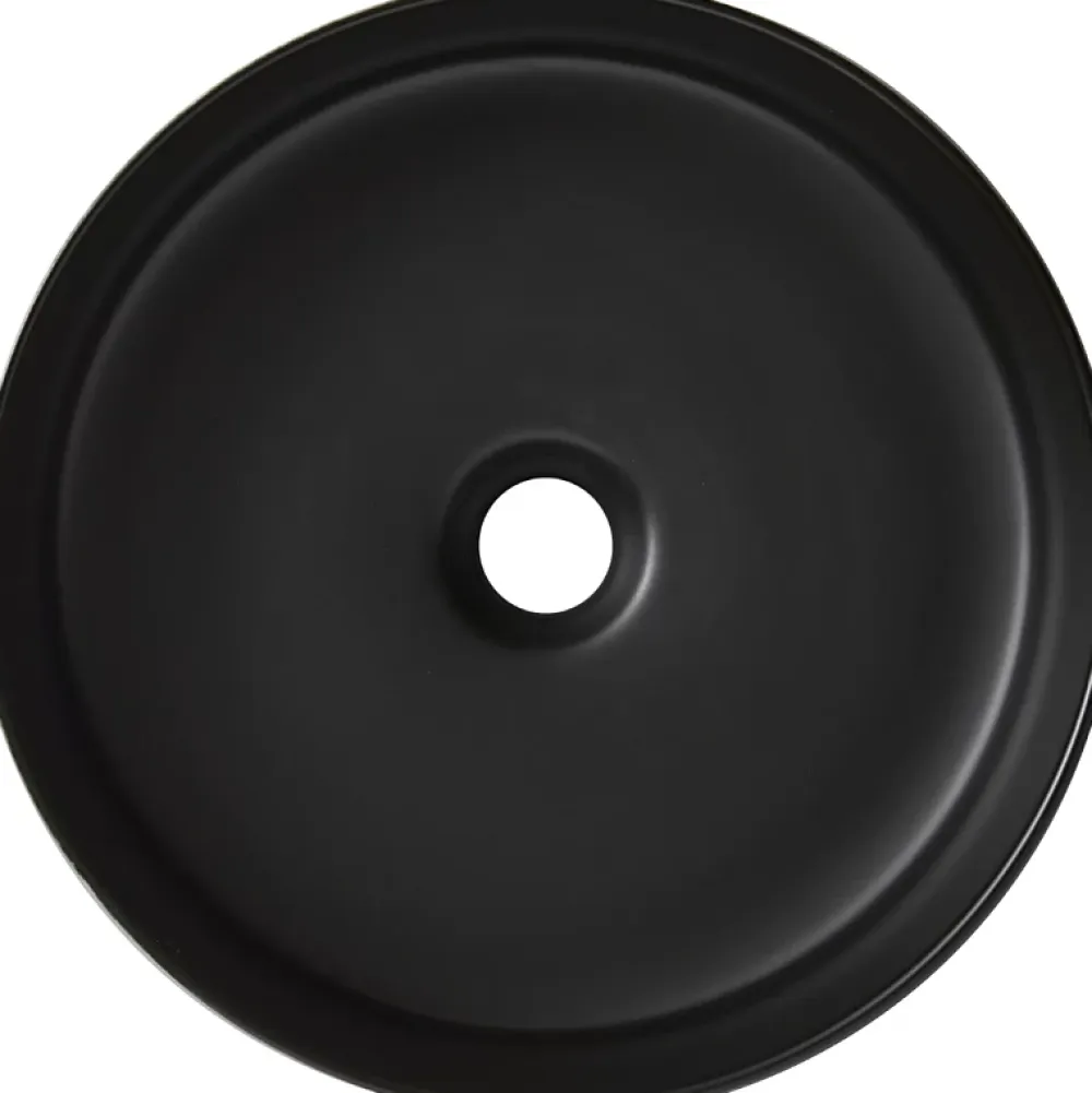 Planète Bain Vasque à poser céramique ronde Asina - 36cm - Décor vert noir mat