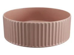 Vente-unique Vasque à poser en céramique striée ronde - Rose mat - 36 cm - PEDARA